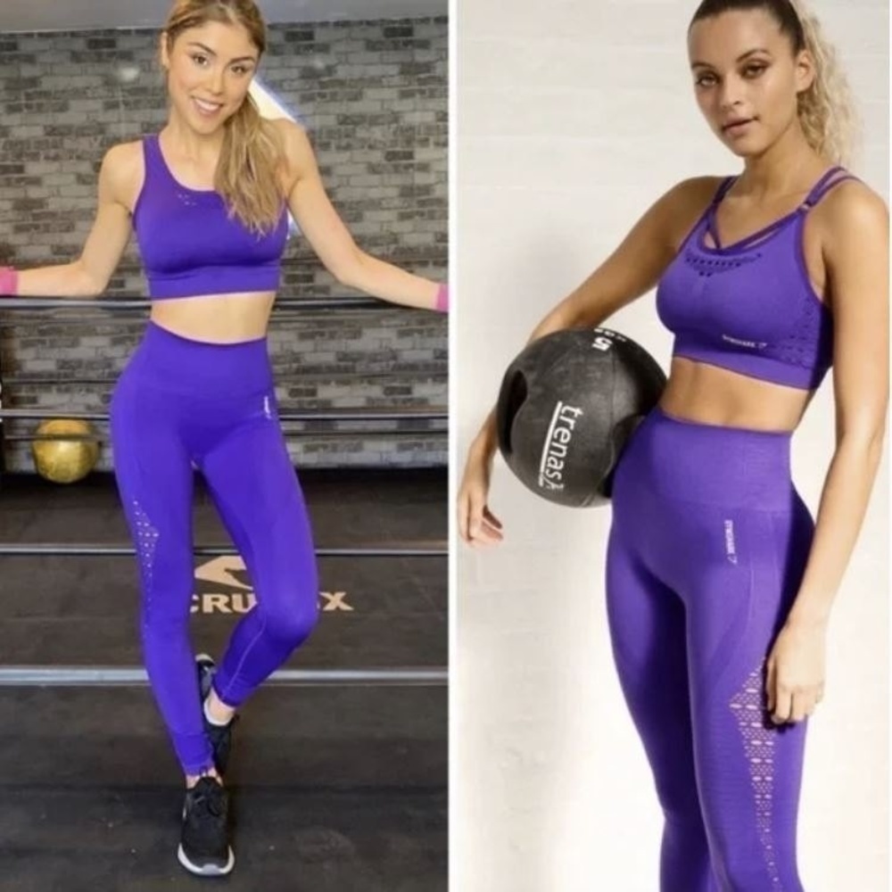 Gymshark Energy High Waisted Seamless Purple Full Length Legging Pants Sz Medium